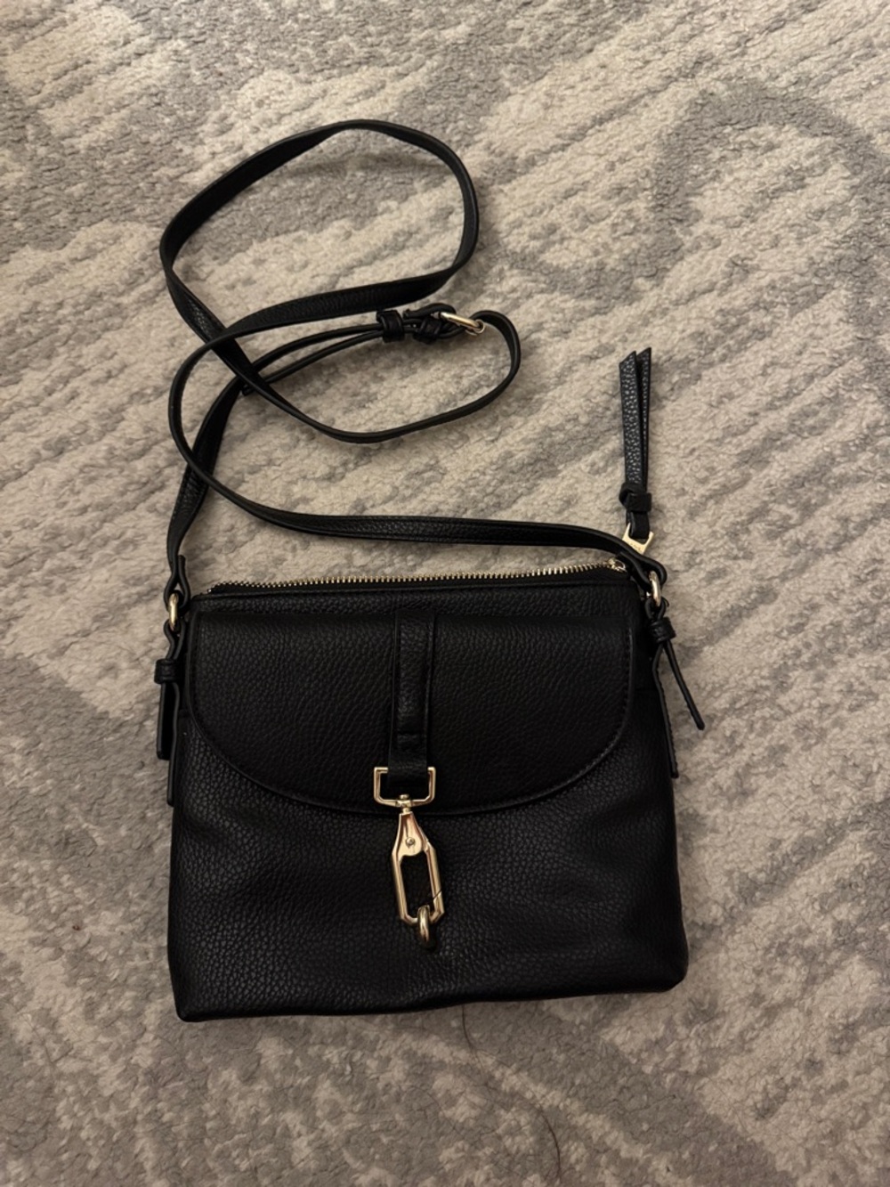 Steve Madden Black Pebbled “Leather” Crossbody with Gold Clasp